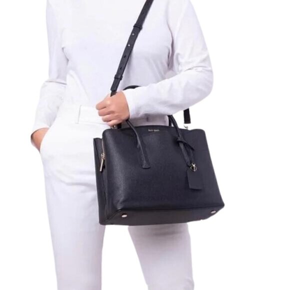 Kate Spade Margaux Large Satchel Crossbody Handbag, Black - Picture 5 of 11